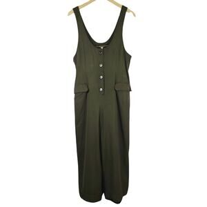 O Jan Barboglio VTG Olive Green Wide Leg Cropped Jumpsuit Women Size 6 Lagenlook